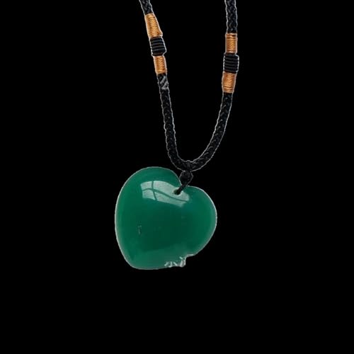 BaronHong Halskette mit herzförmigem, verstellbarem Anhänger aus geflochtenem Seil mit Halbedelsteinen, 30 mm (Aventurin-Jade-Armband-Sicherheitsschnalle, M) von BaronHong