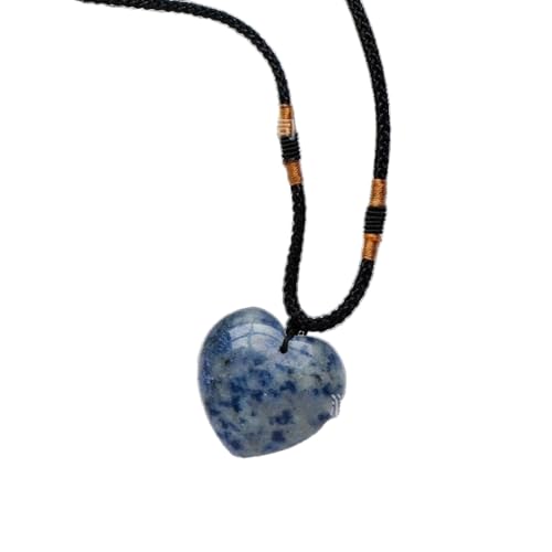 BaronHong Halskette mit herzförmigem, verstellbarem Anhänger aus geflochtenem Seil mit Halbedelsteinen, 30 mm (blauer Punkt, M) von BaronHong
