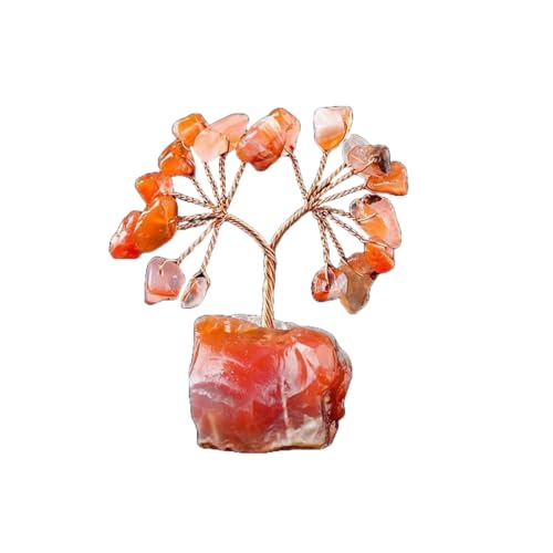 BaronHong Heilkristalle, Baumdekoration, Naturstein, Reiki-Edelstein, Kupferdraht, Lebensbaum, Heimbüro-Dekor, Feng-Shui-Geschenk (roter Achat, mittel) von BaronHong