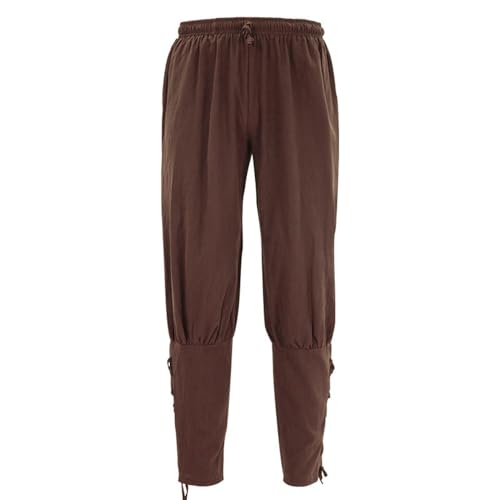 BaronHong Herrenhose mit Knöchelbund, mittelalterliche Wikinger-Seefahrer-Piratenkostümhose, Renaissance-Gotik-Hose (Burgunderrot, 5XL) von BaronHong
