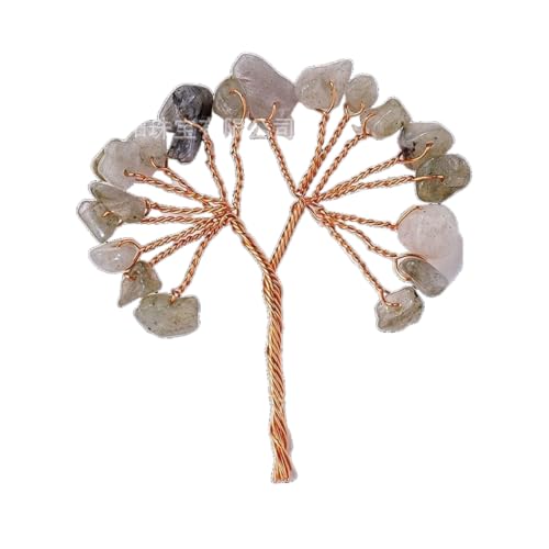 BaronHong Kleiner Baum aus natürlichem Kristallmakadam, Reiki-Heilung, Feng Shui, Edelstein-Kristallbaum, künstliche Bonsai-Tischdekoration (Labradorit, M) von BaronHong