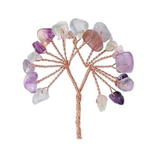 BaronHong Kleiner Baum aus natürlichem Makadam-Kristall, Reiki-Heilung, Feng-Shui-Edelstein, Kristallbaum, künstliche Bonsai-Tischdekoration (Fluorit, M) von BaronHong