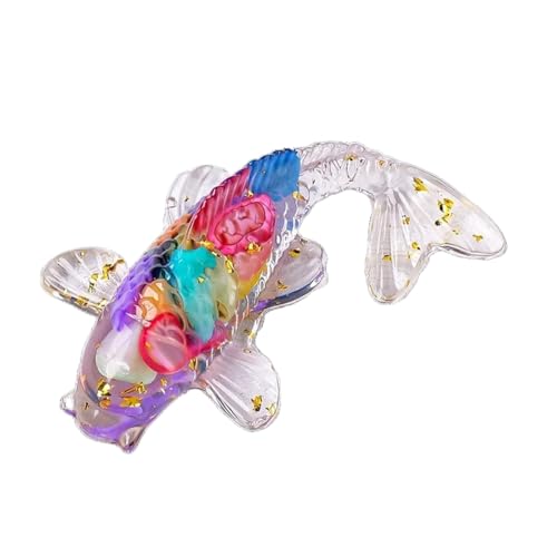 BaronHong Kreative künstliche Fisch-Ornamente, hübscher Koi-Fisch, natürlicher Kristall, Mini, süßes Maskottchen, künstliche Fisch-Dekoration (mehrfarbige Schale, mittel) von BaronHong