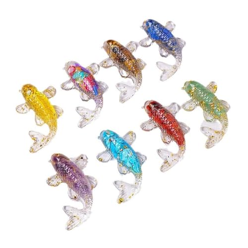 BaronHong Kreative künstliche Fischornamente, hübsche Koi-Fische aus natürlichem Kristall, Mini-Maskottchen, künstliche Fischdekoration (8er-Pack, mittelgroß) von BaronHong