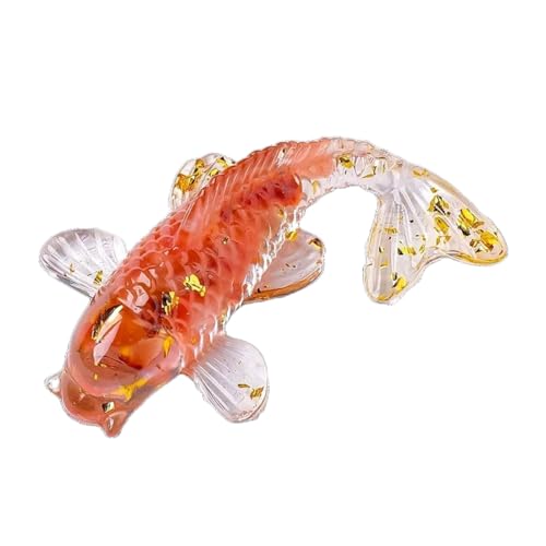 BaronHong Kreative künstliche Fischornamente, hübscher Koi-Fisch, natürlicher Kristall, Mini, süßes Maskottchen, künstliche Fischdekoration (Achat, mittel) von BaronHong