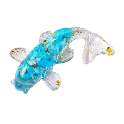 BaronHong Kreative künstliche Fischornamente, hübscher Koi-Fisch, natürlicher Kristall, Mini, süßes Maskottchen, künstliche Fischdekoration (Blau-Türkis, Mittel) von BaronHong