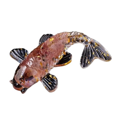 BaronHong Kreative künstliche Fischornamente, hübscher Koi-Fisch, natürlicher Kristall, Mini, süßes Maskottchen, künstliche Fischdekoration (Erdbeerquarz, mittel) von BaronHong