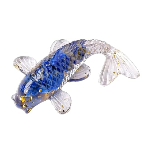 BaronHong Kreative künstliche Fischornamente, hübscher Koi-Fisch, natürlicher Kristall, Mini, süßes Maskottchen, künstliche Fischdekoration (Lapis, mittel) von BaronHong