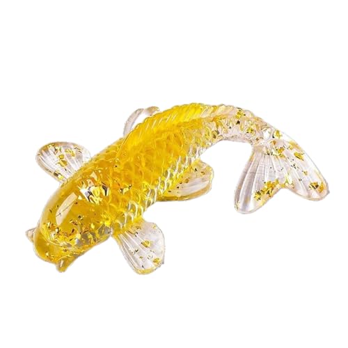 BaronHong Kreative künstliche Fischornamente, hübscher Koi-Fisch, natürlicher Kristall, Mini, süßes Maskottchen, künstliche Fischdekoration (Zusatzgelb, mittel) von BaronHong