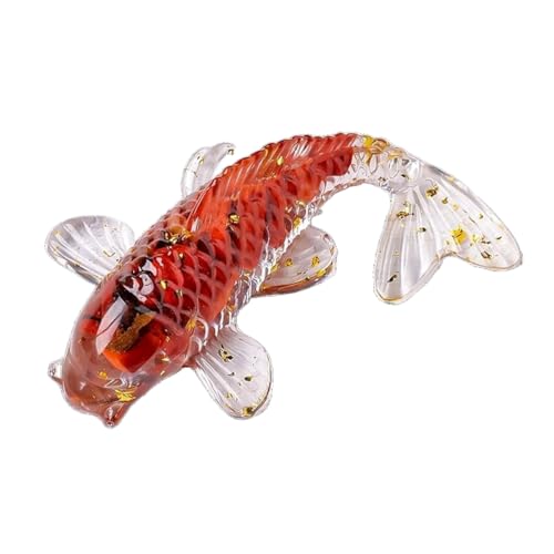 BaronHong Kreative künstliche Fischornamente, hübscher Koi-Fisch, natürlicher Kristall, Mini, süßes Maskottchen, künstliche Fischdekoration (roter Jaspis, mittel) von BaronHong
