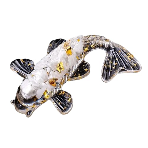 BaronHong Kreative künstliche Fischornamente, hübscher Koi-Fisch, natürlicher Kristall, Mini, süßes Maskottchen, künstliche Fischdekoration (türkis, mittel) von BaronHong