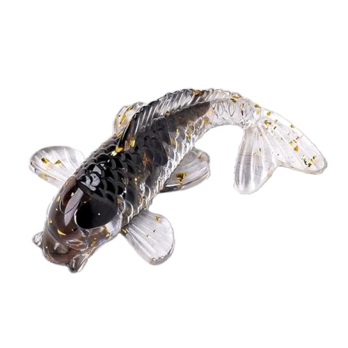BaronHong Kreative künstliche Fischornamente, hübscher Koi-Fisch, natürlicher Kristall, kleines süßes Maskottchen, künstliche Fischdekoration (Obsidian, mittel) von BaronHong