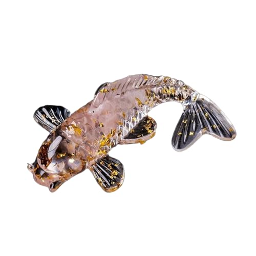 BaronHong Kreative künstliche Fischornamente, hübscher Koi-Fisch, natürlicher Kristall, kleines süßes Maskottchen, künstliche Fischdekoration (Rosenquarz, mittel) von BaronHong