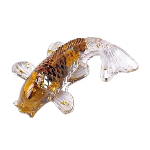 BaronHong Kreative künstliche Fischornamente, hübscher Koi-Fisch, natürlicher Kristall, kleines süßes Maskottchen, künstliche Fischdekoration (Tigerauge, mittel) von BaronHong