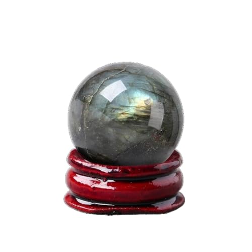 BaronHong Kristallkugel, Edelsteinkugel, Holzständer, Skulptur, Figur für Reiki, Wahrsagerei, Heimbüro, Schreibtischdekoration (Labradorit, 28–32 mm) von BaronHong