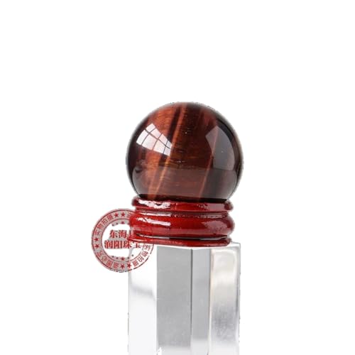 BaronHong Kristallkugel, Edelsteinkugel, Holzständer, Skulptur, Figur für Reiki, Wahrsagerei, Heimbüro, Schreibtischdekoration (Rotes Tigerauge, 28–32 mm) von BaronHong