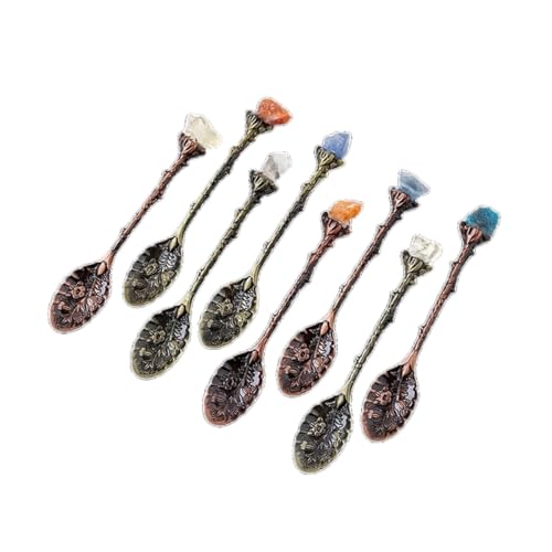 BaronHong Löffel aus natürlichem Kristallrohstein – Rührlöffel im Retro-Stil für Teeservice-Zubehör und Kristallhandwerk (8er-Pack, mittel) von BaronHong