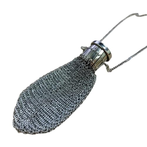 BaronHong Münzgeldbörse im Vintage-Stil der 1920er Jahre, Kettenhemd, doppeltes Netz, Metallgeldbörse mit Drehdeckel, flippiger Reisemünzhalter (Silber, M) von BaronHong