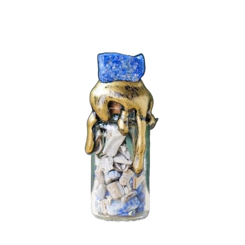 BaronHong Natürlicher Kristallrohstein, farbenfrohes Wunschflaschendekor aus zerkleinertem Stein, Entmagnetisierungsstein-Driftflasche (Lapislazuli-Flasche, 7–8 cm, mittel) von BaronHong