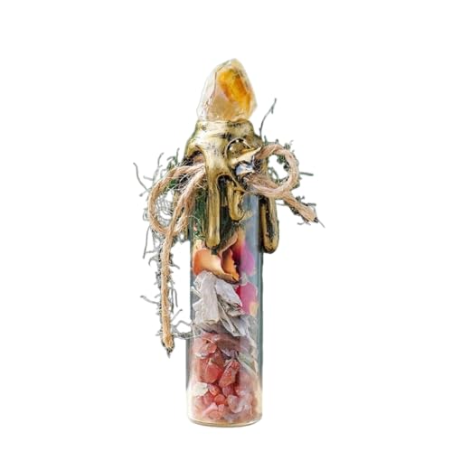 BaronHong Natürlicher Kristallrohstein, farbenfrohes Wunschflaschendekor aus zerkleinertem Stein, Entmagnetisierungsstein-Driftflasche (Rote Achatflasche, 10–11 cm, mittel) von BaronHong