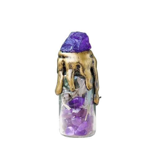 BaronHong Natürlicher Kristallrohstein, farbenfrohes Wunschflaschendekor aus zerkleinertem Stein, entmagnetisierte Stein-Driftflasche (Amethystflasche, 7–8 cm, mittel) von BaronHong