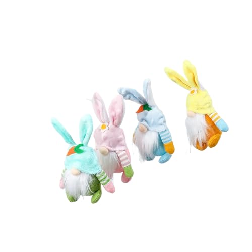 BaronHong Osterwichtel-Dekoration, handgefertigter Osterhase aus Plüsch, Tomte, schwedische skandinavische Figur, ausgestopfte Elfe (4er-Pack, M) von BaronHong
