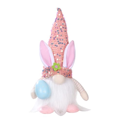 BaronHong Osterzwerge aus Plüsch, Dekor mit Osterei, Osterhasen-Zwerg aus Plüsch für Kinder, Ostergeschenk, Schreibtisch- und Heimdekoration (Rosa, M) von BaronHong