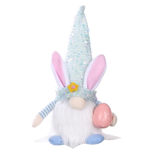 BaronHong Osterzwerge aus Plüsch, Dekor mit Osterei, Osterhasen-Zwerg aus Plüsch für Kinder, Ostergeschenk, Schreibtisch- und Heimdekoration (blau, M) von BaronHong