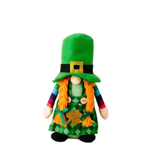 BaronHong Plüschdekor für den St. Patrick's Day, Zwerge, handgefertigte Elfen, schwedische Tomte-Puppen, skandinavische irische Plüschornamente (weiblich, M) von BaronHong