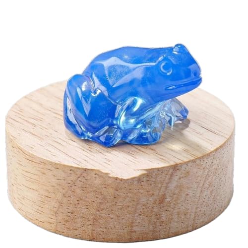 BaronHong Quarz-Frosch-Kristallfigur, kleine handgeschnitzte Taschen-Heilkristallstatue, Tierskulptur, 3,8 cm (Blau-Protein, mittel) von BaronHong
