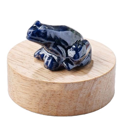 BaronHong Quarz-Frosch-Kristallfigur, kleine handgeschnitzte Taschen-Heilkristallstatue, Tierskulptur, 3,8 cm (Blaustein, mittel) von BaronHong