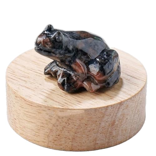BaronHong Quarz-Frosch-Kristallfigur, kleine handgeschnitzte Taschen-Heilkristallstatue, Tierskulptur, 3,8 cm (Flammenstein, mittel) von BaronHong