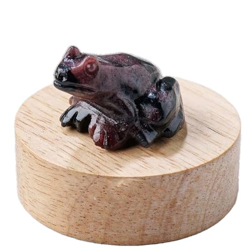 BaronHong Quarz-Frosch-Kristallfigur, kleine handgeschnitzte Taschen-Heilkristallstatue, Tierskulptur, 3,8 cm (Granat, mittel) von BaronHong