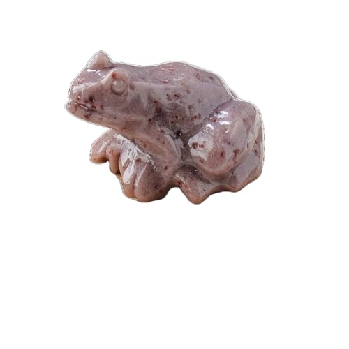 BaronHong Quarz-Frosch-Kristallfigur, kleine handgeschnitzte Taschen-Heilkristallstatue, Tierskulptur, 3,8 cm (Indisch-Rotpunkt, mittel) von BaronHong