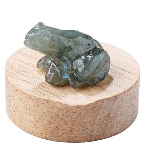 BaronHong Quarz-Frosch-Kristallfigur, kleine handgeschnitzte Taschen-Heilkristallstatue, Tierskulptur, 3,8 cm (Labradorit, mittel) von BaronHong