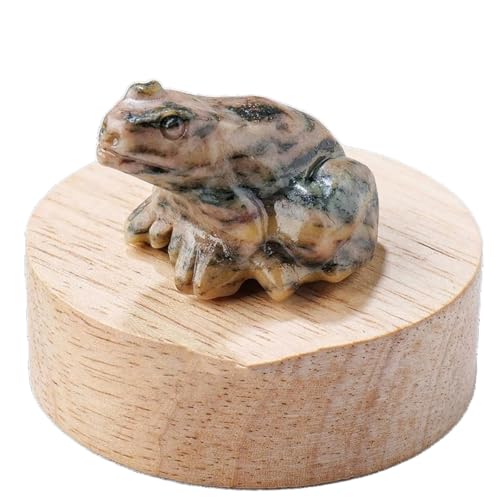 BaronHong Quarz-Frosch-Kristallfigur, kleine handgeschnitzte Taschen-Heilkristallstatue, Tierskulptur, 3,8 cm (Leopardenstein, mittel) von BaronHong