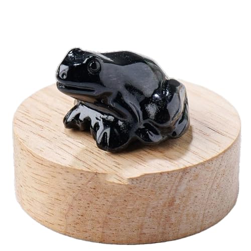 BaronHong Quarz-Frosch-Kristallfigur, kleine handgeschnitzte Taschen-Heilkristallstatue, Tierskulptur, 3,8 cm (Obsidian, mittel) von BaronHong