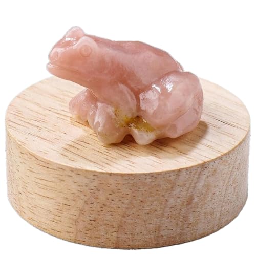 BaronHong Quarz-Frosch-Kristallfigur, kleine handgeschnitzte Taschen-Heilkristallstatue, Tierskulptur, 3,8 cm (Pfirsichblütenstein, mittel) von BaronHong