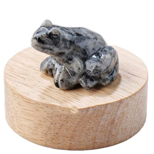 BaronHong Quarz-Frosch-Kristallfigur, kleine handgeschnitzte Taschen-Heilkristallstatue, Tierskulptur, 3,8 cm (Schwarz-Blitz, mittel) von BaronHong