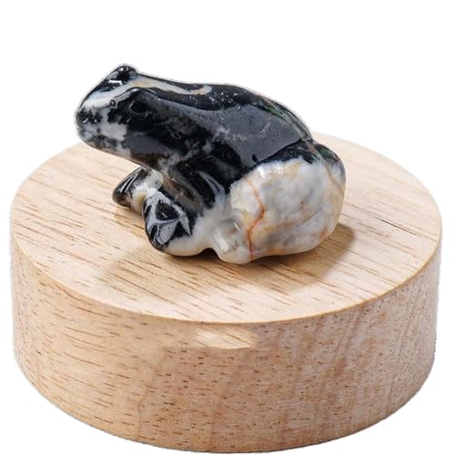 BaronHong Quarz-Frosch-Kristallfigur, kleine handgeschnitzte Taschen-Heilkristallstatue, Tierskulptur, 3,8 cm (Zebrastein, mittel) von BaronHong