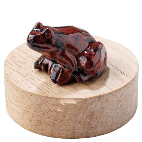 BaronHong Quarz-Frosch-Kristallfigur, kleine handgeschnitzte Taschen-Heilkristallstatue, Tierskulptur, 3,8 cm (roter Obsidian, mittel) von BaronHong