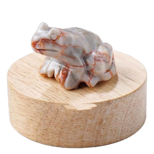 BaronHong Quarz-Frosch-Kristallfigur, kleine handgeschnitzte Taschen-Heilkristallstatue, Tierskulptur, 3,8 cm (rotes Gitter, mittel) von BaronHong