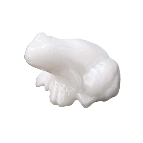 BaronHong Quarz-Frosch-Kristallfigur, kleine handgeschnitzte Taschen-Heilkristallstatue, Tierskulptur, 3,8 cm (weißer Marmor, mittelgroß) von BaronHong