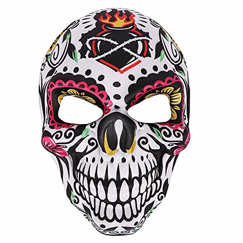 BaronHong Tag der Toten Zuckerschädel-Maske, Halloween-Maske, Maskerade für Cosplay, mexikanische Party, Kostümzubehör (Flamme, M) von BaronHong