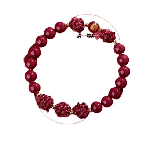 BaronHong Tai Sui-Armband, Sternzeichen-Jahr, Zinnober, Feng Shui, Zinnober-Armband, Glücksbringer, Geld-Amulett-Armband (chinesisches Sternzeichen-Affe, M) von BaronHong