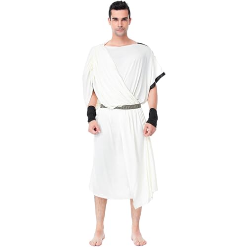 BaronHong Toga, griechisches Gottkostüm, römisches Senatorgewand, Caesar-Kostüm, Halloween-Maskenballkleid (männlich, M) von BaronHong