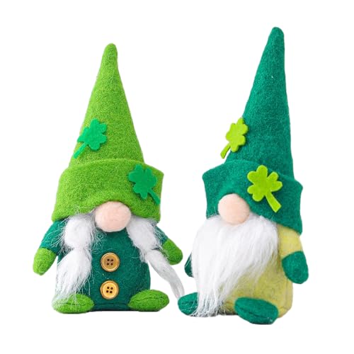 BaronHong Zwerg zum St. Patrick's Day, Tomte, irischer Kobold, Zwerg, Nisse, Plüsch, grün, Elfe zum St. Patrick's Day, Haushaltsdekoration (2er-Pack, M) von BaronHong