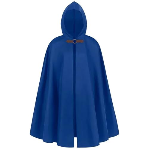 Renaissance-Umhang mit Kapuze, grün, mittelalterlicher Samtumhang mit Kapuze, Capelet für Herren und Damen, für Hobbit-Halloweenkostüm (blau, M) von BaronHong