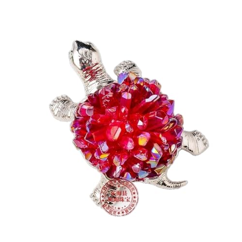 Tierfiguren aus natürlichem Kristall, Schildkrötenkristall, handgefertigte Ornamente, Garten- und Heimdekoration (galvanisiert, rot, Einzelkristall, silber, mittel) von BaronHong