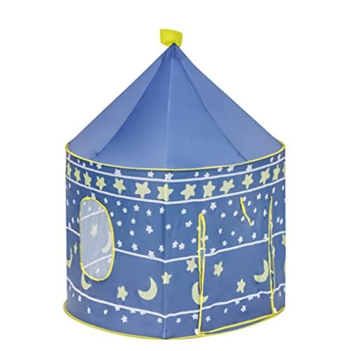 Baroni Toys Blaues Spielzelt mit Sternen und Monden für Kinder 3 4 5 6 7 Jahre, Tragetasche, Spielzeugzelt für drinnen und draußen, Spielhaus für Mädchen, 105 x 135 cm von Baroni Toys
